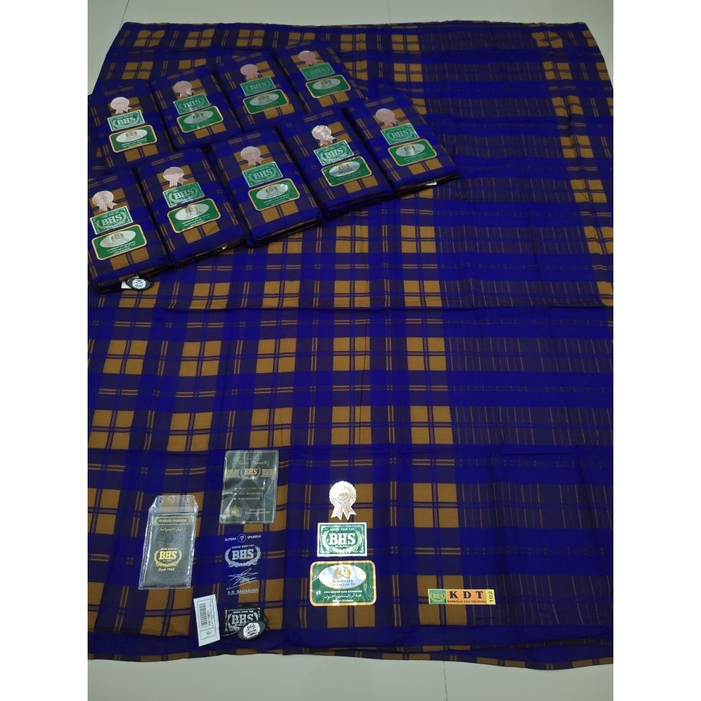Sarung BHS Full Sutera Motif KDT Sandur Kotak Sedang Warna Coklat Kayu