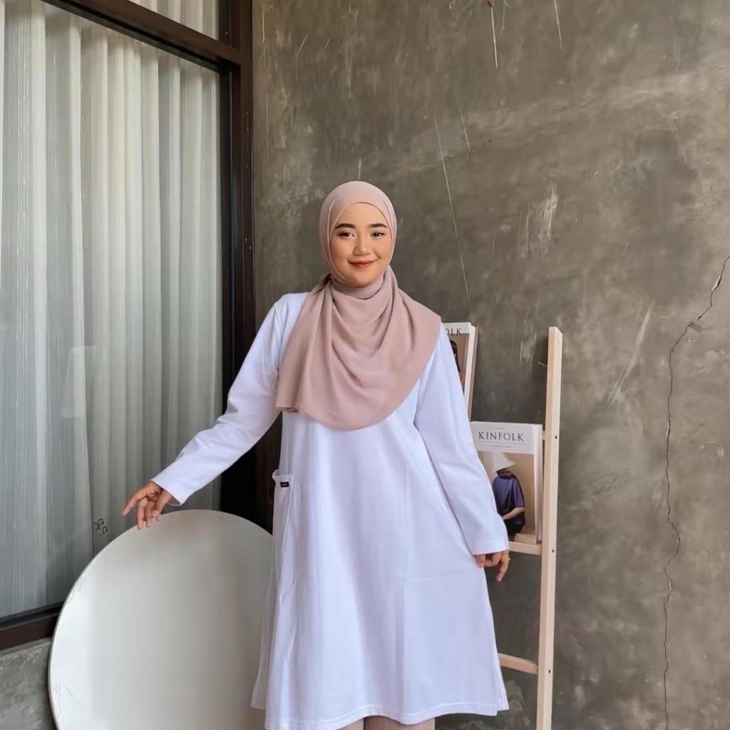 Kaos Tunik Wanita By JMORE Bahan Panjang Standar Bawah Lutut Model A+Saku Part 1