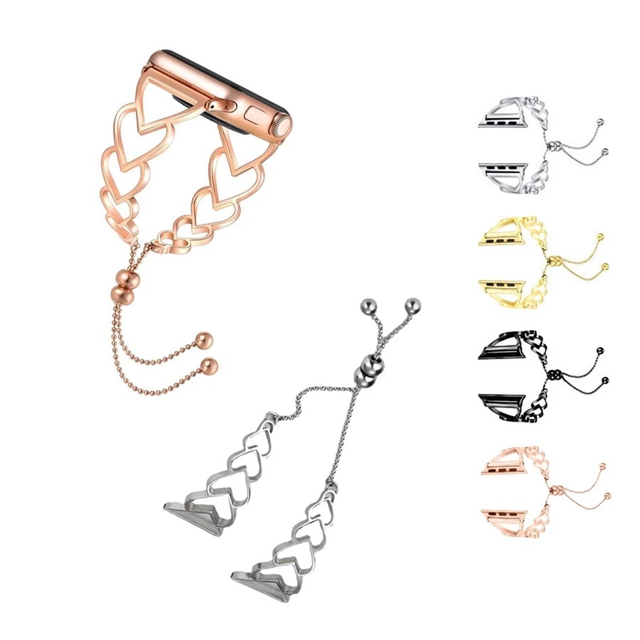 (BS) Strap Apple Watch Hollow Love Heart Chain Stainless Steel Untuk Apple Watch Series 1 2 3 4 5 6 