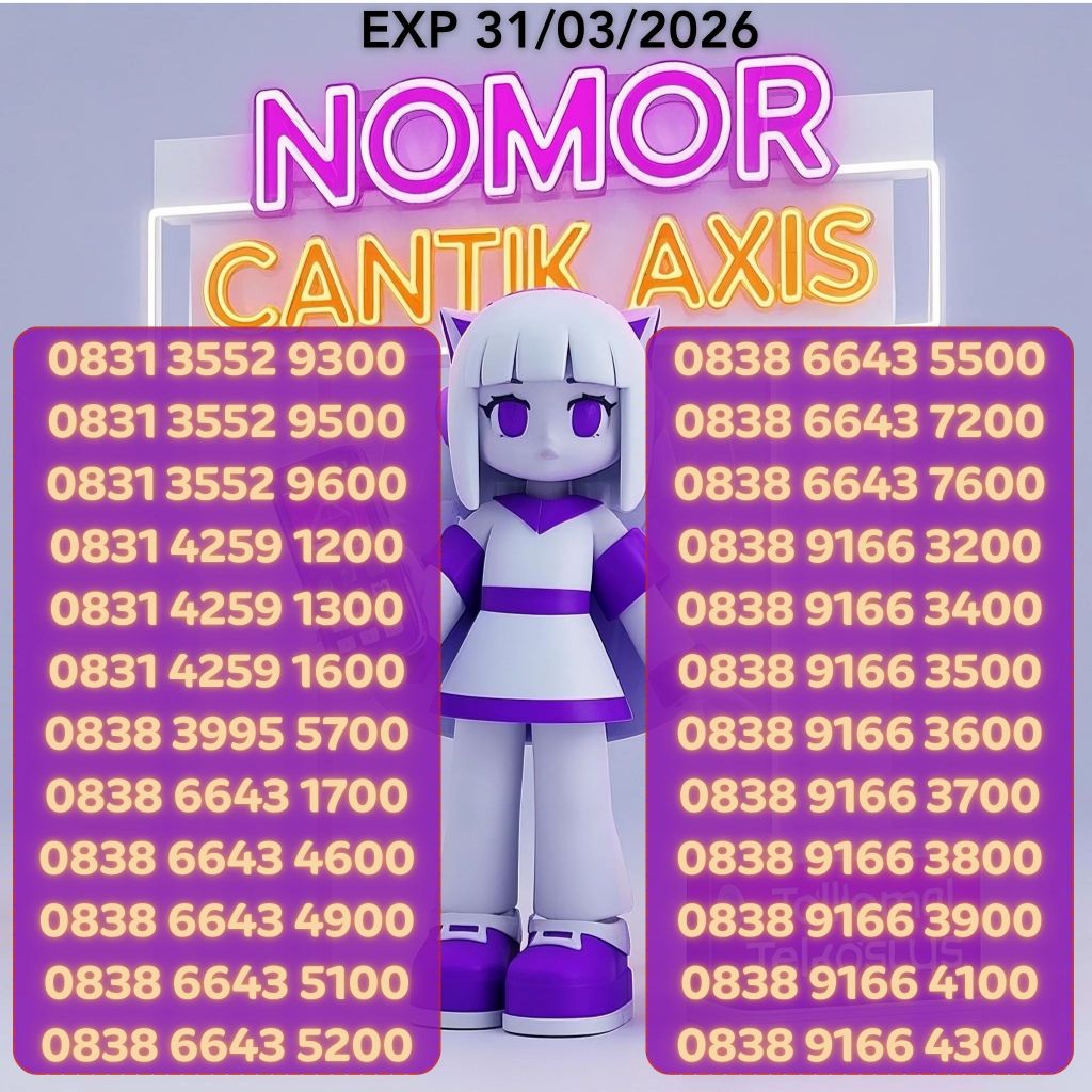 Nomor Cantik Axis Reguler Seri Ekor Ratusan Harga 17ribu