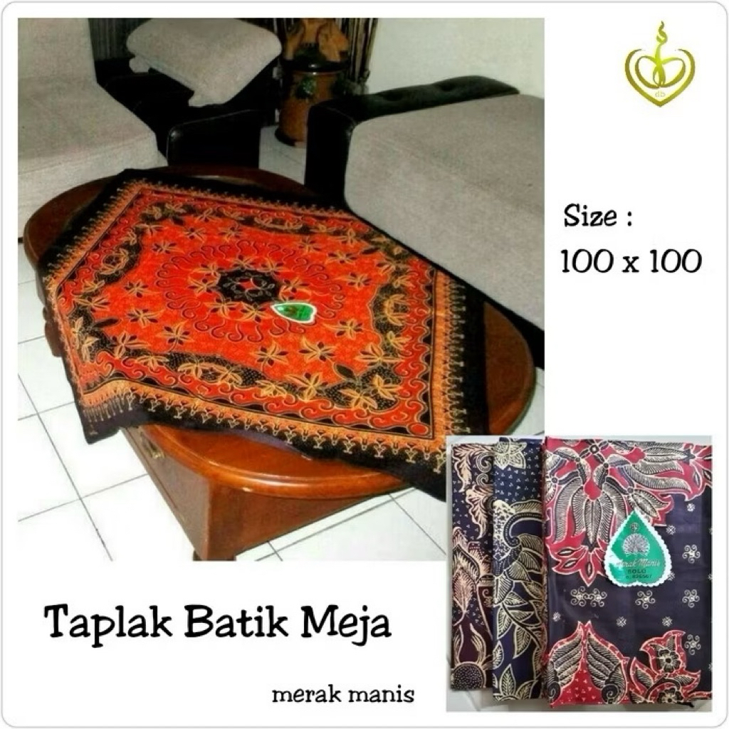 Taplak Meja Batik Merak Manis Solo Uk. 105x105cm || Taplak Meja Sekolah || Taplak Meja Kantor