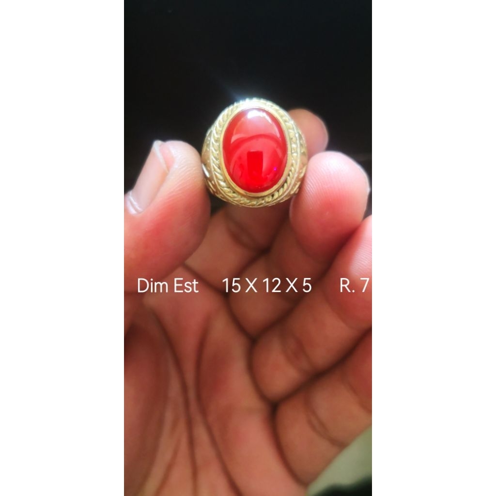 Cincin Batu Akik Red Cempaka / rafles / baron / obi BUKAN bacan kalimaya pirus ruby safir pandan ijo