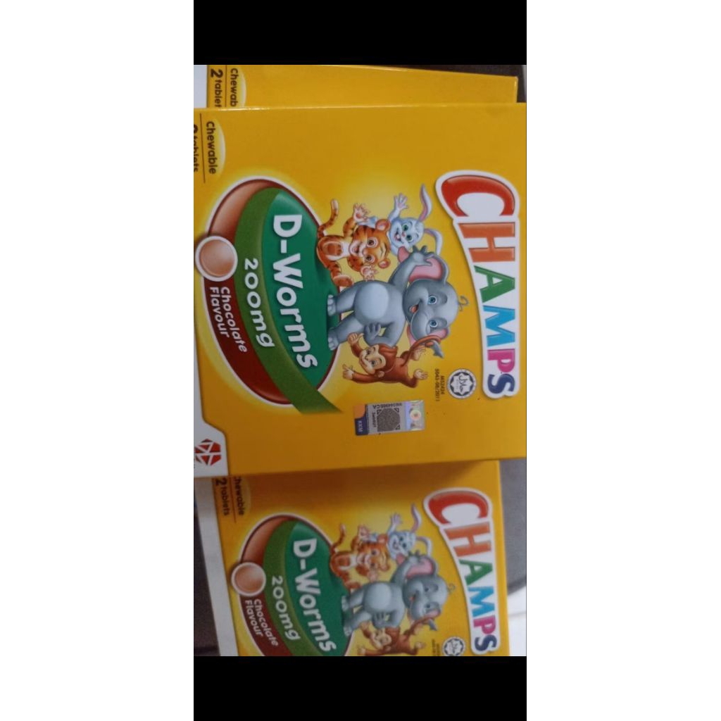Obat Cacing Champs D-Worms 200 mg Chocolate Flavour