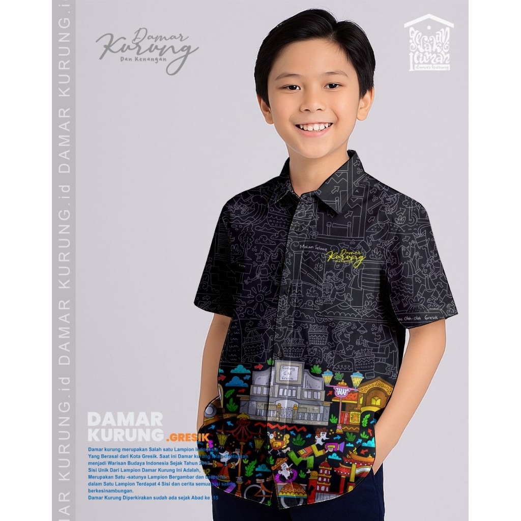 kemeja damar kurung anak