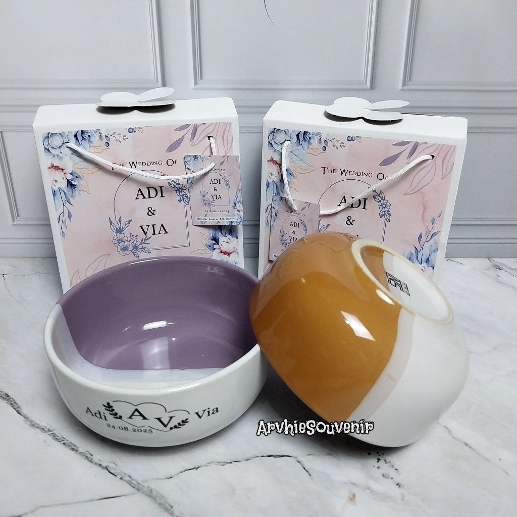 souvenir mangkok keramik sablon souvenir pernikahan murah