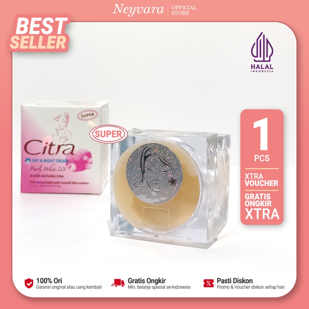 (1 Pcs) Citra Super Cream Siang & Malam Krim Citra Pearly White UV Bubuk Mutiara Cina