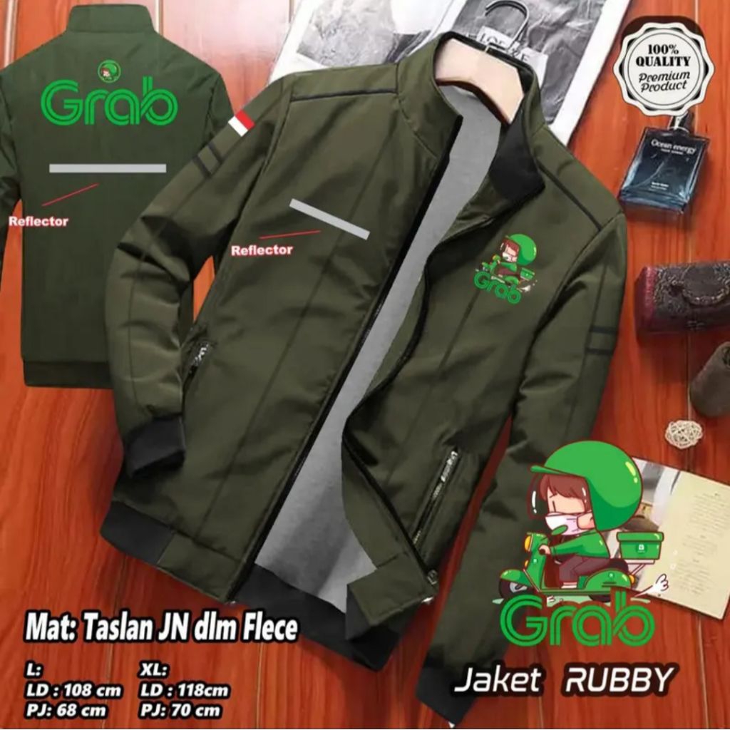 JAKET KANTONG DALAM GRAB / GRAB FOOD ANIMASI FREE NAMA BAHAN TASLAN READY SIZE M L XL XXL 3XL 4XL 5X