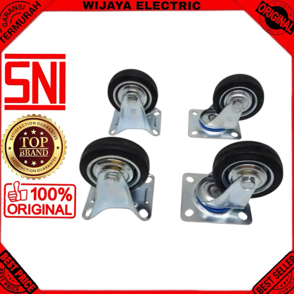 Roda etalase 3 inch / Roda trolley / Roda karet ( 2 inch hidup 2 inch mati )