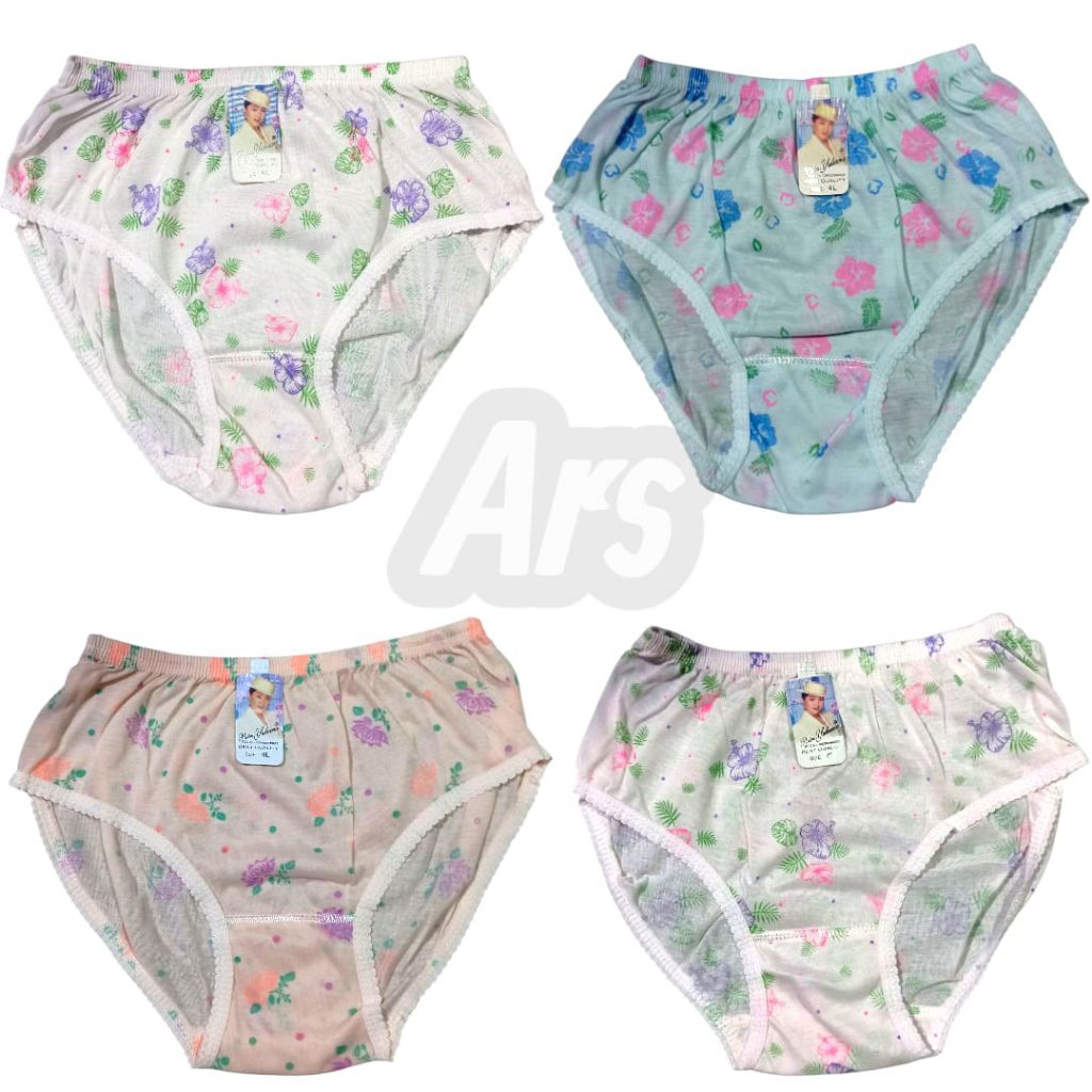 lusinan/12pcs celana dalam wanita CD wanita serut putri yuliana sablon motif bunga size M/L/XL/3L/4L
