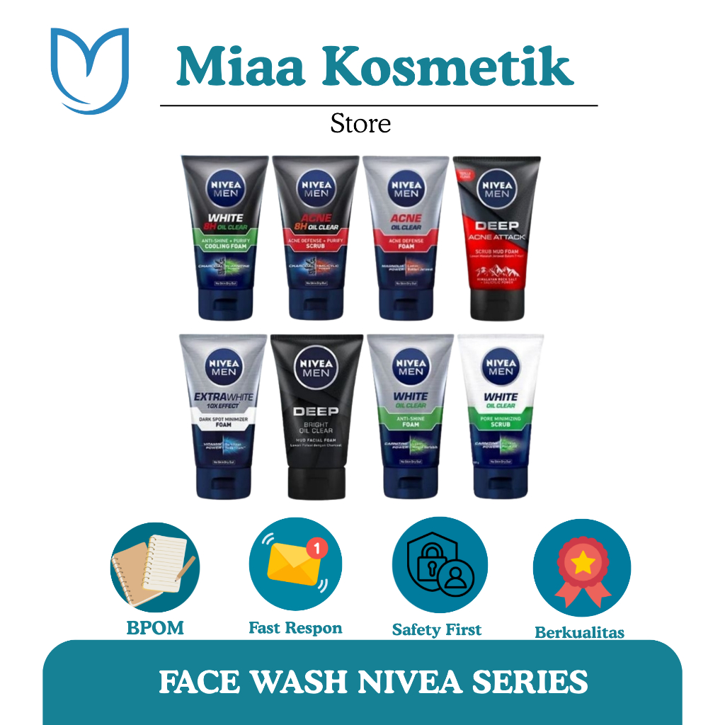 NIVEA Facial Foam: Sabun Cuci Muka Pria/Wanita, Wajah Cerah & Bersih Maksimal  NIVEA