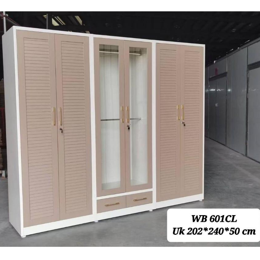 Lemari Pakaian Besi 6 PINTU- Lemari Baju Besi 6 Pintu WB-601CL Model Terbaru
