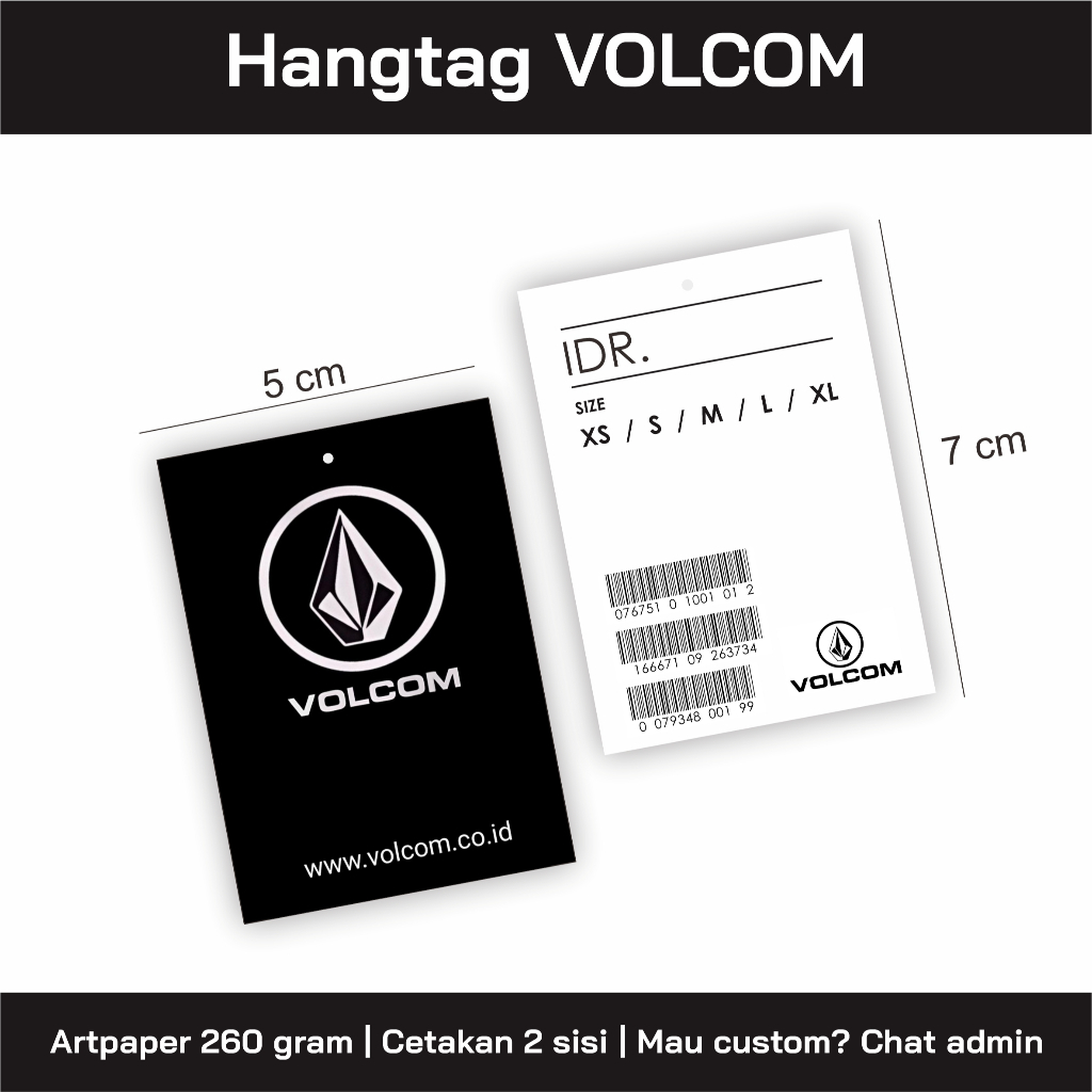 HANGTAG VOLCOM // LABEL BAJU SEPATU TAS BRANDED