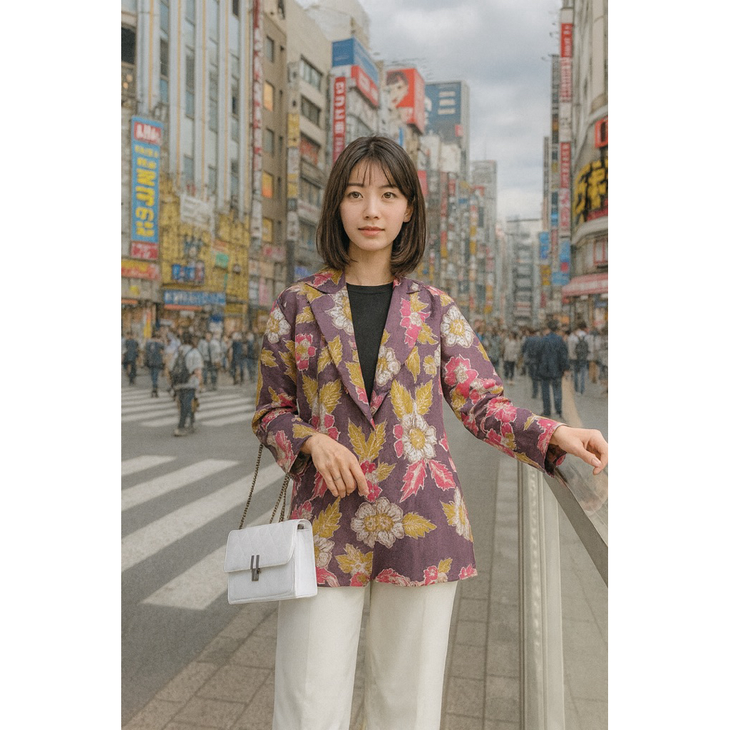 Masayu Batik - Blazer Batik Wanita Atasan Celine Taro Series