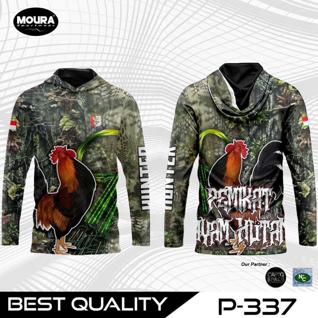 STLTH | Baju Jersey Berburu Motif Ayam Hutan Camo | Custom Nama Logo Printing