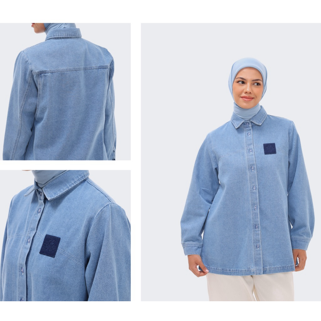 Noa Shirt Riamiranda Denim Series RM Atasan Kemeja Blouse Wanita Ria Miranda