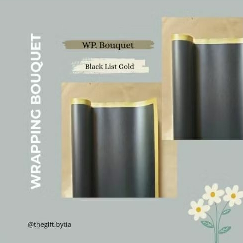Wrapping Bouquet - Kertas Buket - Cellophane / Black List Gold