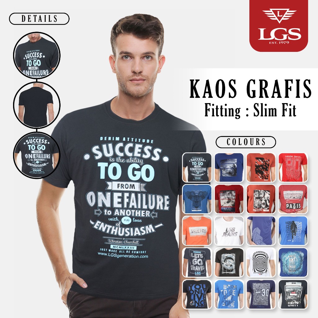 LGS - Kaos Grafis Pria - Slim Fit - Youth - Gambar Sablon - Slim Fit - Katun - Multi Color - GTS.2