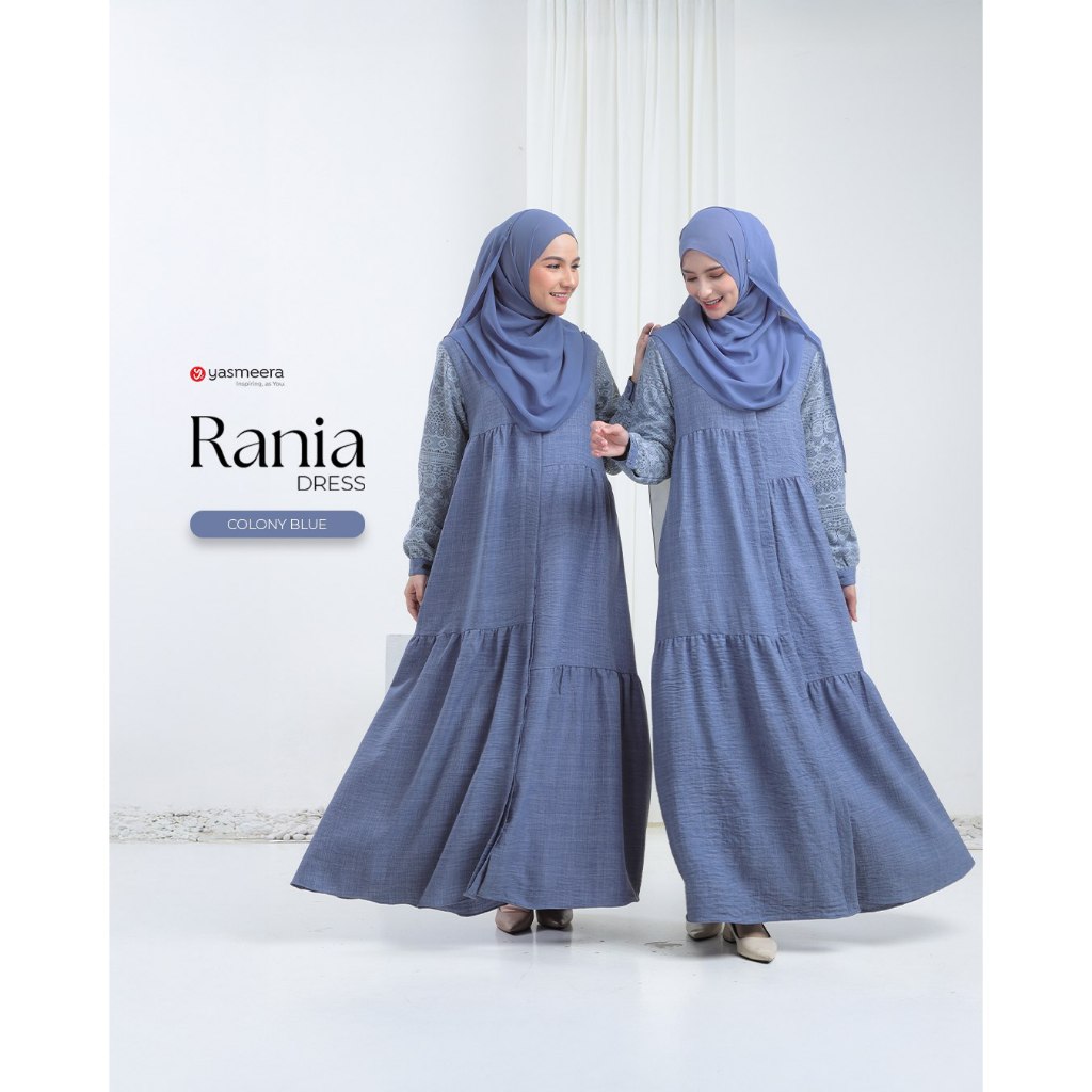 [READY] Rania Dress by Yasmeera - Dress bahan Linen Slub Airflow Brokat - Original yasmeera
