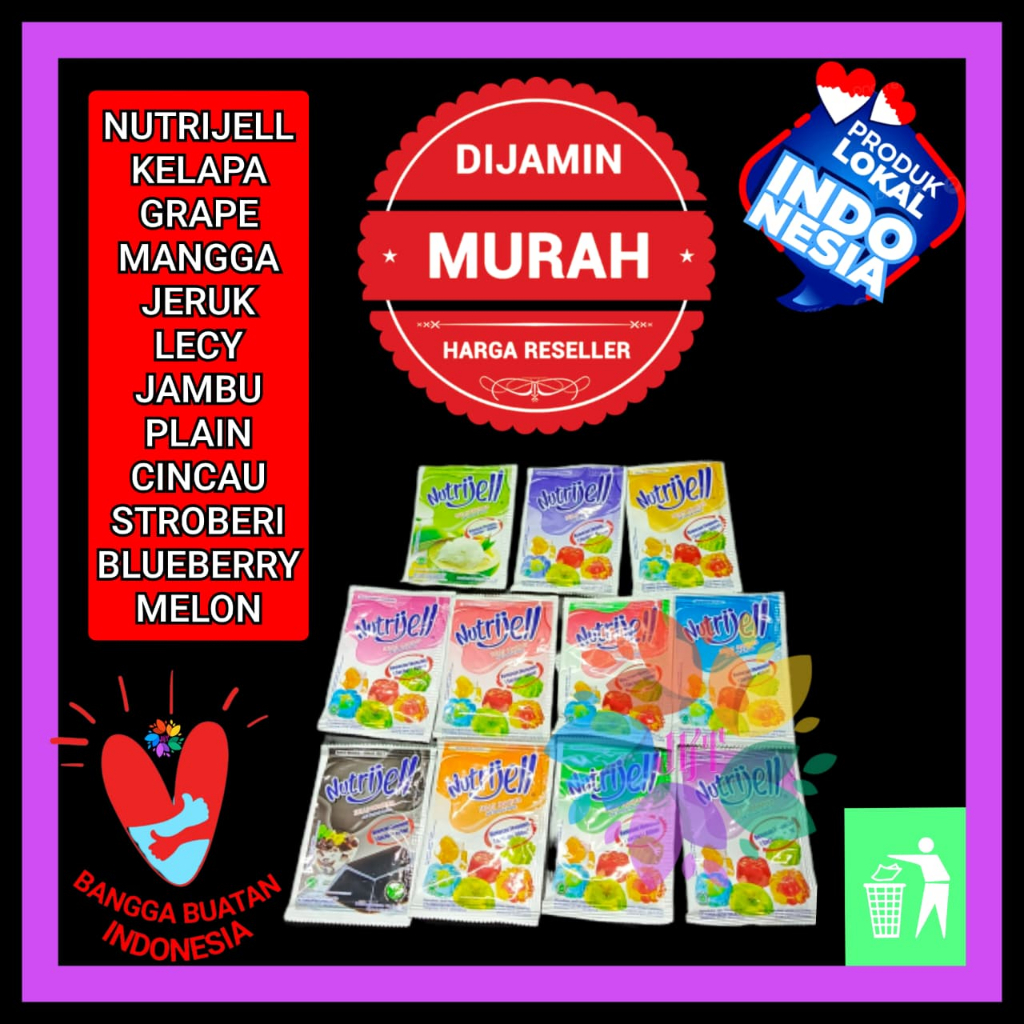 Isi 10gram Tepung Agar Jelly Powder NUTRIJELL Nutrijel Aneka Rasa Jeruk Anggur Cincau Blueberry Lecy