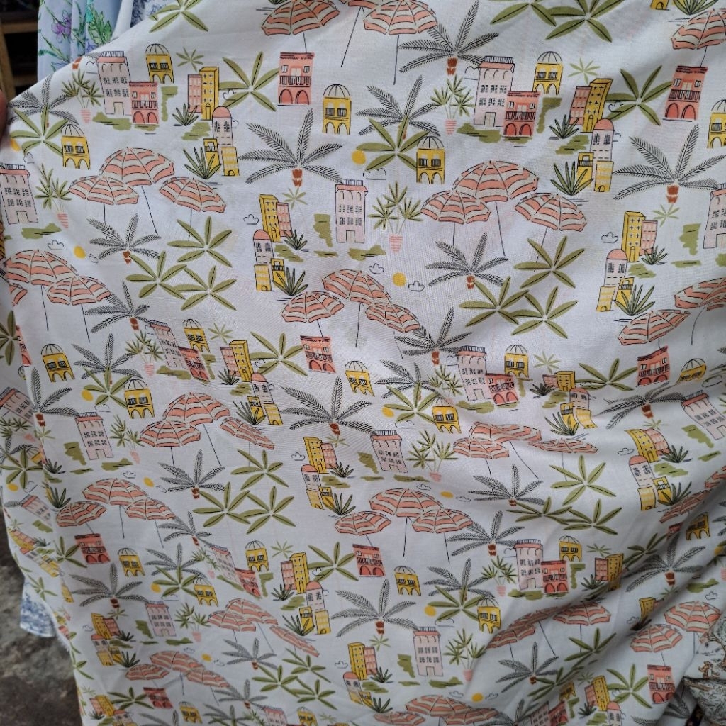 kain katun poplin premium//kain katun poplin motif//kain katun poplin motif pantai//kain katun popli