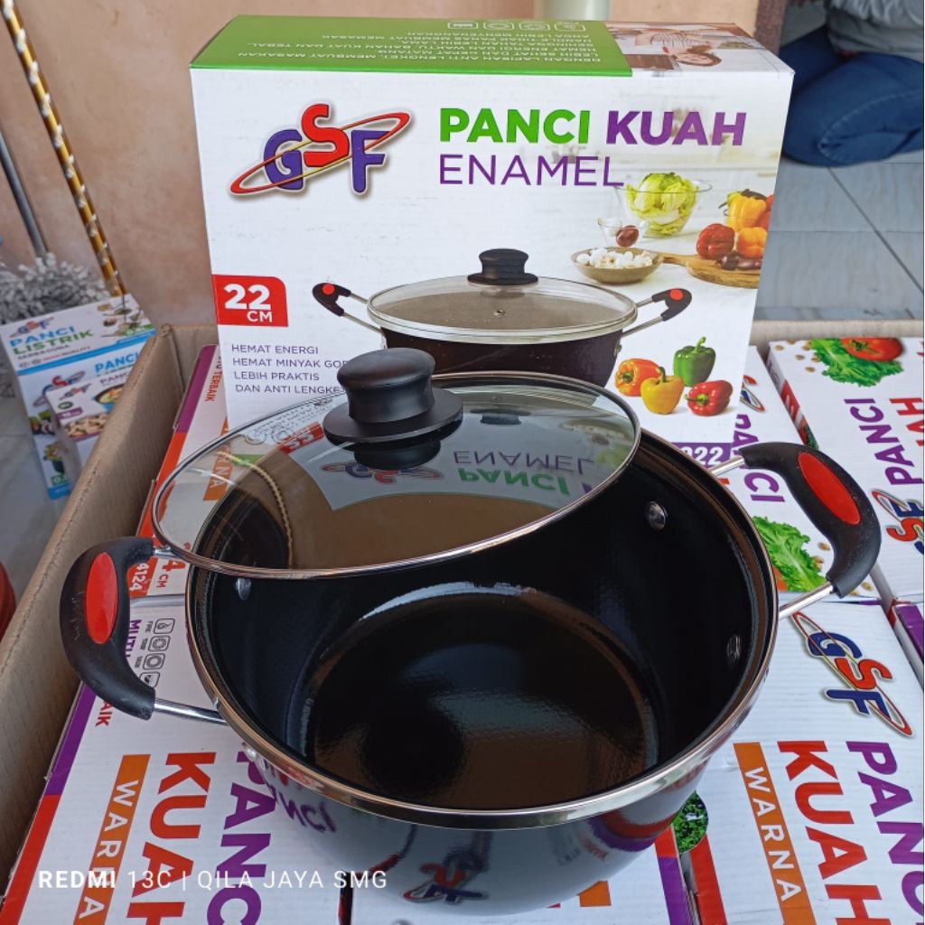 panci kuah enamel