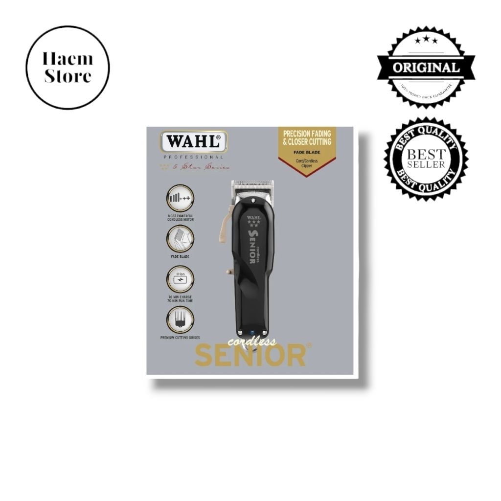Wahl Clipper Senior Cordless Original Mesin Alat Cukur Rambut Barbershop Salon Dan Pangkas Rambut