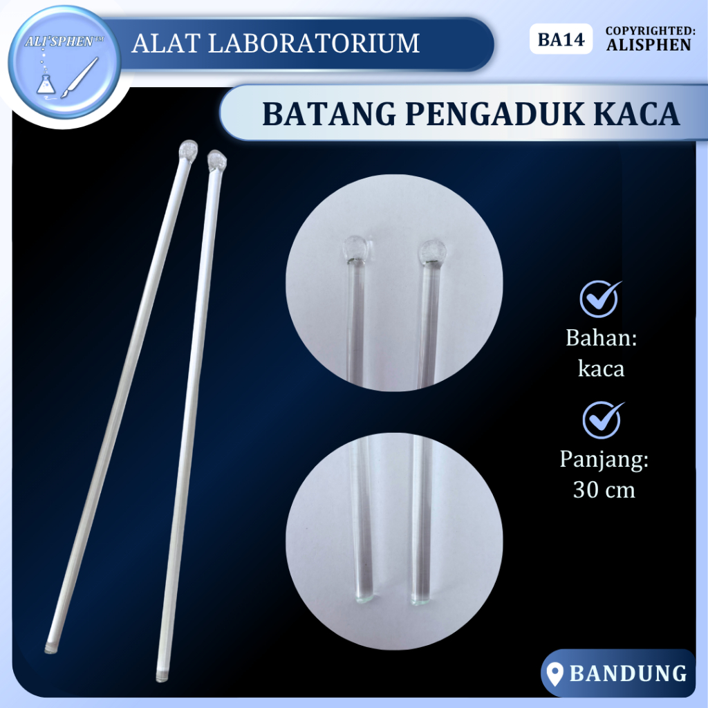 [BA14] Batang Pengaduk Kaca 30 cm | For Laboratory Use