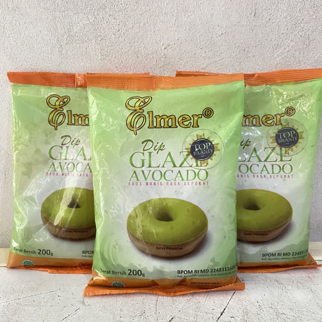 Elmer dip glaze AVOCADO 200 gram | glaze donat | glaze elmer