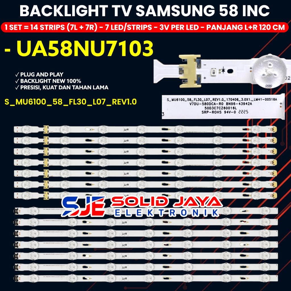 BACKLIGHT TV SAMSUNG 58 INCH UA58NU7103 58NU7103 UA58NU7103K LAMPU BL LED 58NU UA-58NU7103K 3V