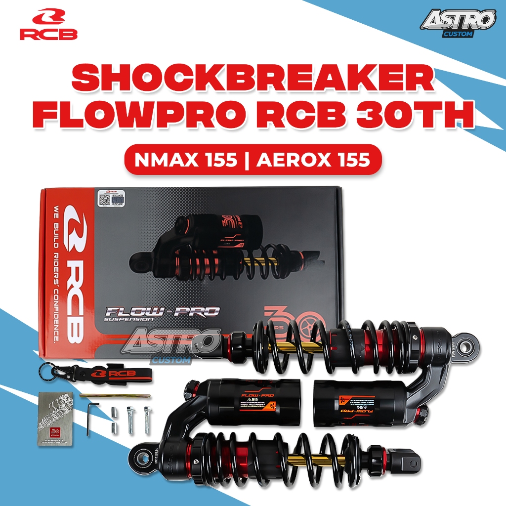 Shockbreaker RCB Nmax Neo 155 Aerox NVX 155 New Absorber Flow Pro 305MM Black 30th Shock Belakang