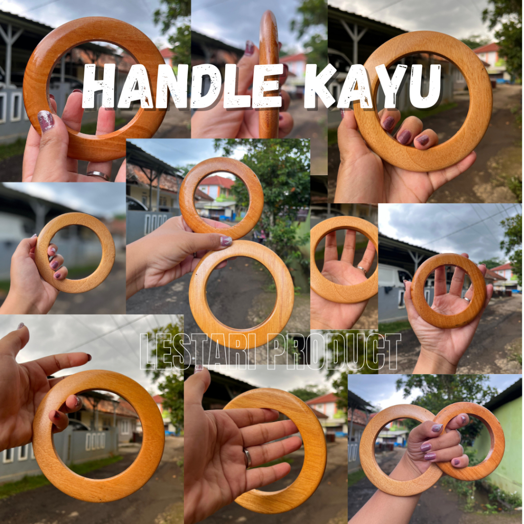 ( 2 PASANG ) HANDLE GAGANG TAS KAYU RING 11 & 14 CM HARGA PERPASANG | PEGANGAN KAYU | TATAKAN KAYU |