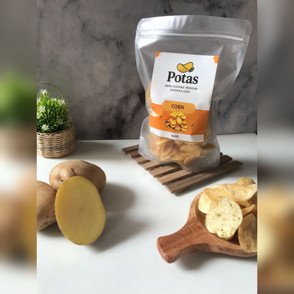Keripik Kentang Rasa Corn POTAS 100g Potato Chips Crispy Gurih