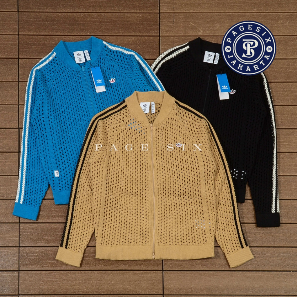 CLOT x Adidas Originals Crochet Track Jacket (By Edison Chen) (Bright Blue Beige Tone Black Carbon)