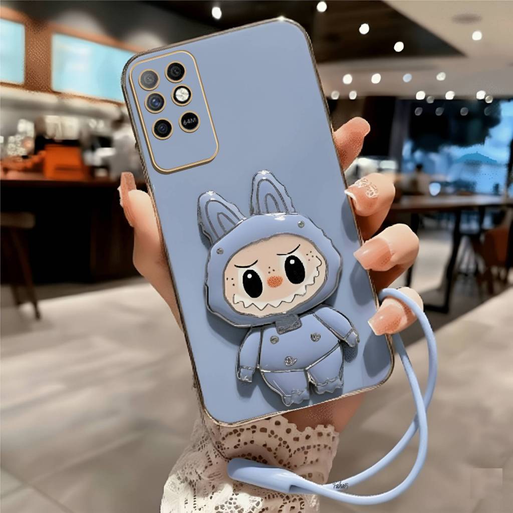 Soft Case Infinix Note 8 Note 12 VIP Note 12 G96 Casing Elektro Plating Labubu miror Free tali lanya