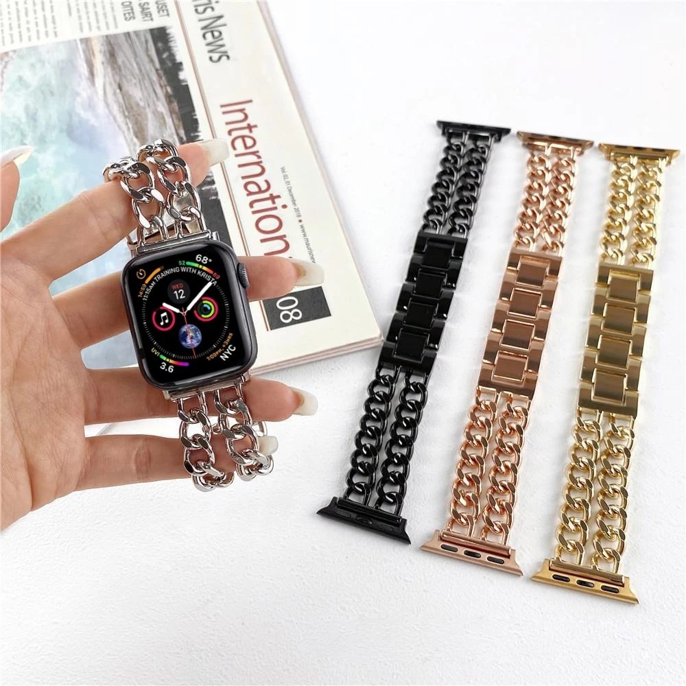(BS) Strap Apple Watch Koboy Chain Link Untuk Apple Watch Series 1 2 3 4 5 6 7 8 9 10 SE SE2 Ultra U
