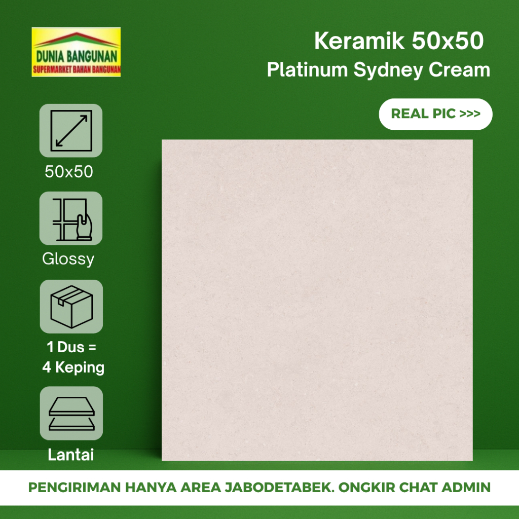 Keramik Lantai 50x50 platinum Sydney Cream Keramik Lantai Glossy