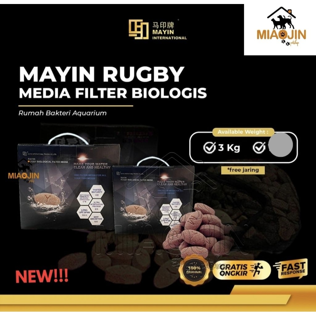 Mayin FILTER Busa Aquarium 3Kg Rugby Media Rumah Bakteri Biologis Bio Foam Kapas Kolam Aquarium Akua