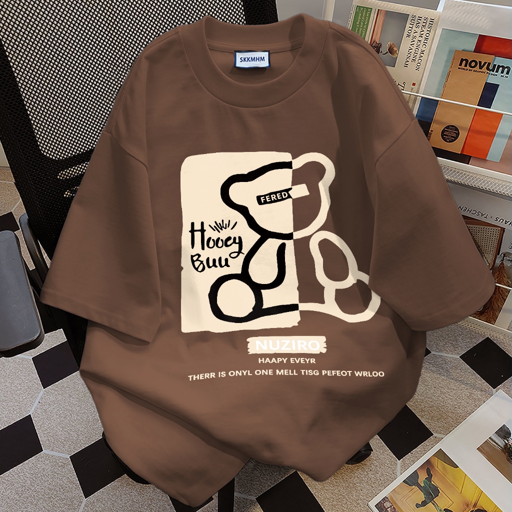 Marlacoeur Pola Sablon “ Cetakan motif beruang kecil ” Retro Amerika | Kaos Cowok Distro Original 10