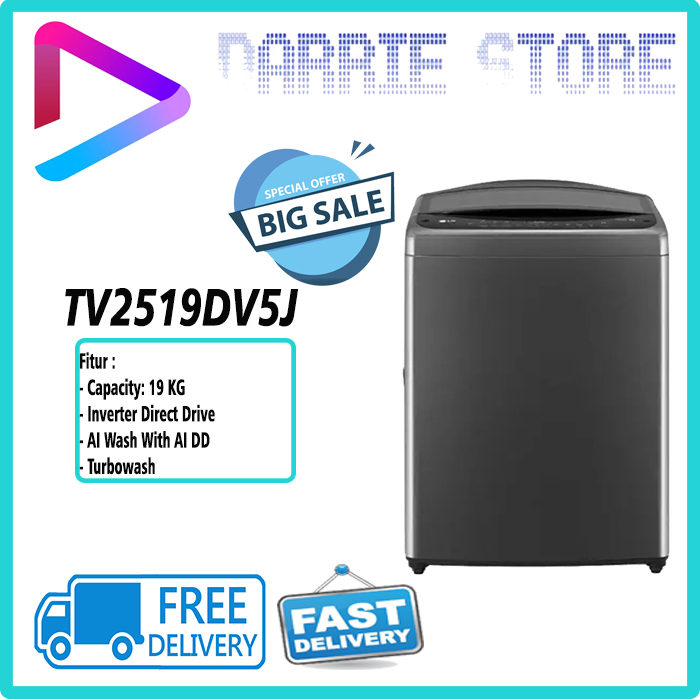 LG TV2519DV5J MESIN CUCI LG TOP LOADING 19 KG TURBO DRUM TV2519 2519DV5J TURBO WASH