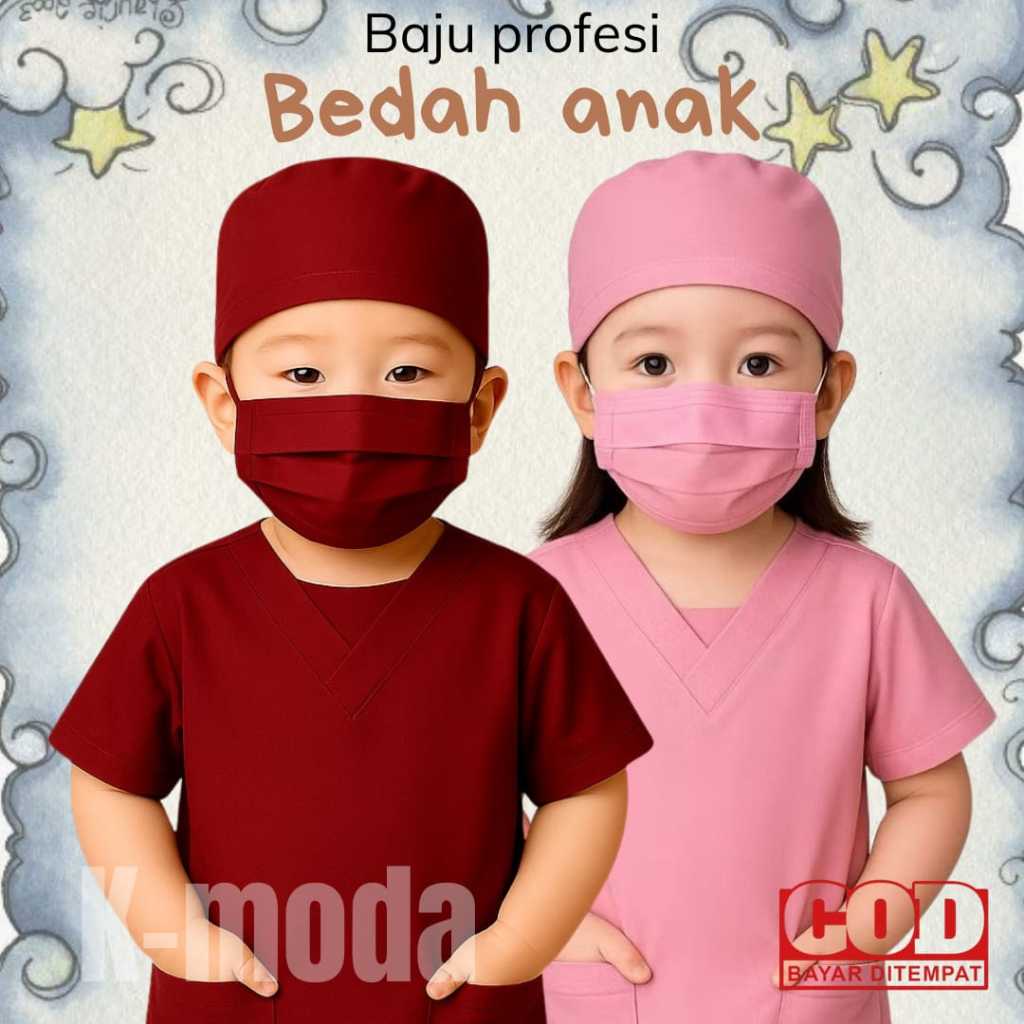 Baju Profesi Anak Dokter bedah Seragam scrub dokter untuk anak SCRUB KIDS