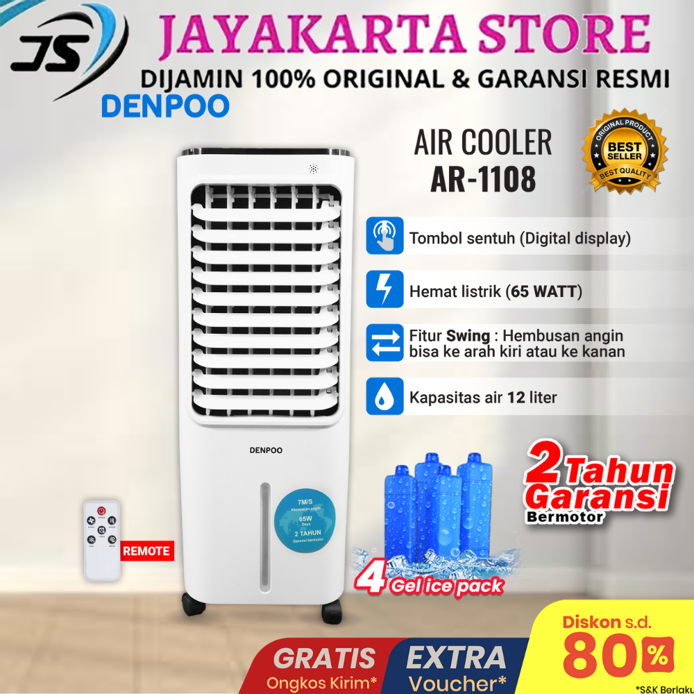 AIR COOLER DENPOO PENYEJUK RUANGAN AIR COOLER AC PORTABLE  SUPER HEMAT LISTRIK BERGARANSI