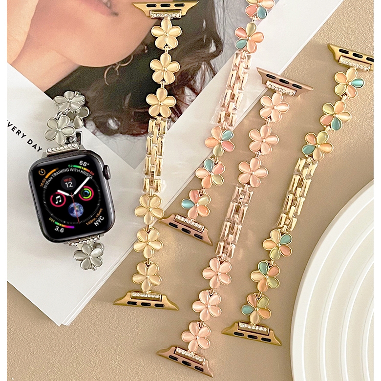 Strap Watch Luxury Silikon Wanita Warna-warni Model Lima Kelopak untuk Smartwatch Ukuran 38mm hingga