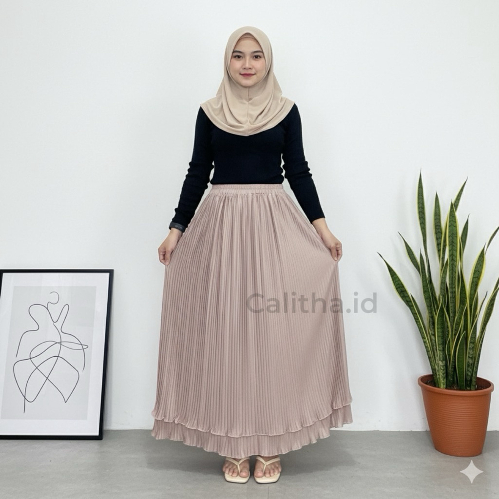 ANNIRA SKIRT by Calitha / ROK PAYUNG JUMBO / ROK WANITA DEWASA / ROK BIG SIZE PANJANG LEBAR / ROK