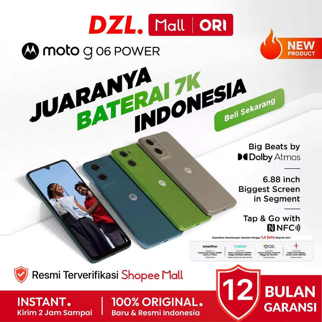 DZL - HP MOTOROLA Moto G06 Lagos Power 4/128 GB 7000mAh Original Resmi Official Store Handphone Ori