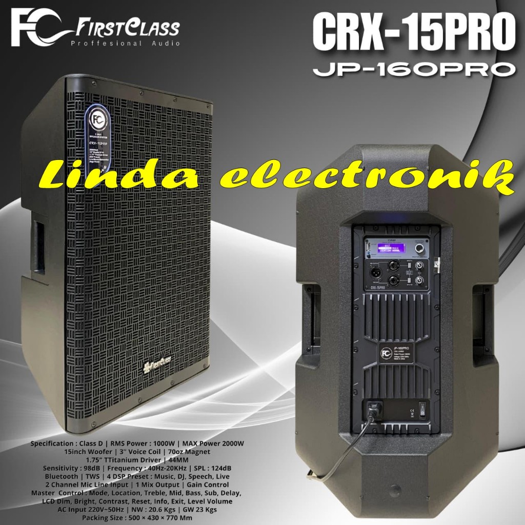 SPEAKER AKTIF FIRSTCLASS JP160PRO CRX 15PRO / CRX15PRO / CRX15 PRO 15'' 1 BUAH ORIGINAL
