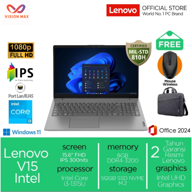 Lenovo V15 i3-1315U 512GB SSD 8GB FHD IPS Win11+OHS
