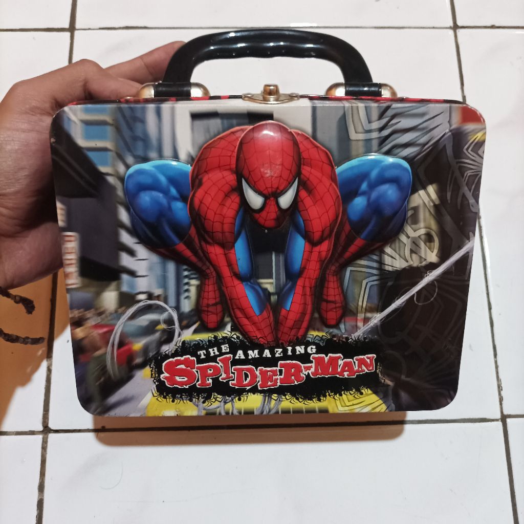Vintage Original Marvel Spiderman Koper Kaleng Mainan Action Figure