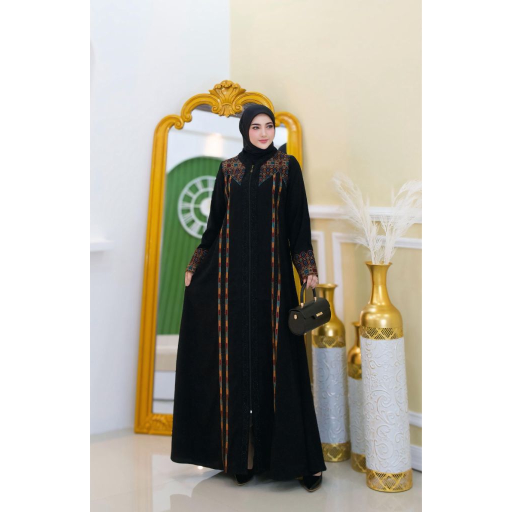 gamis abaya turki kombinasi batik yg simpel dan elegan