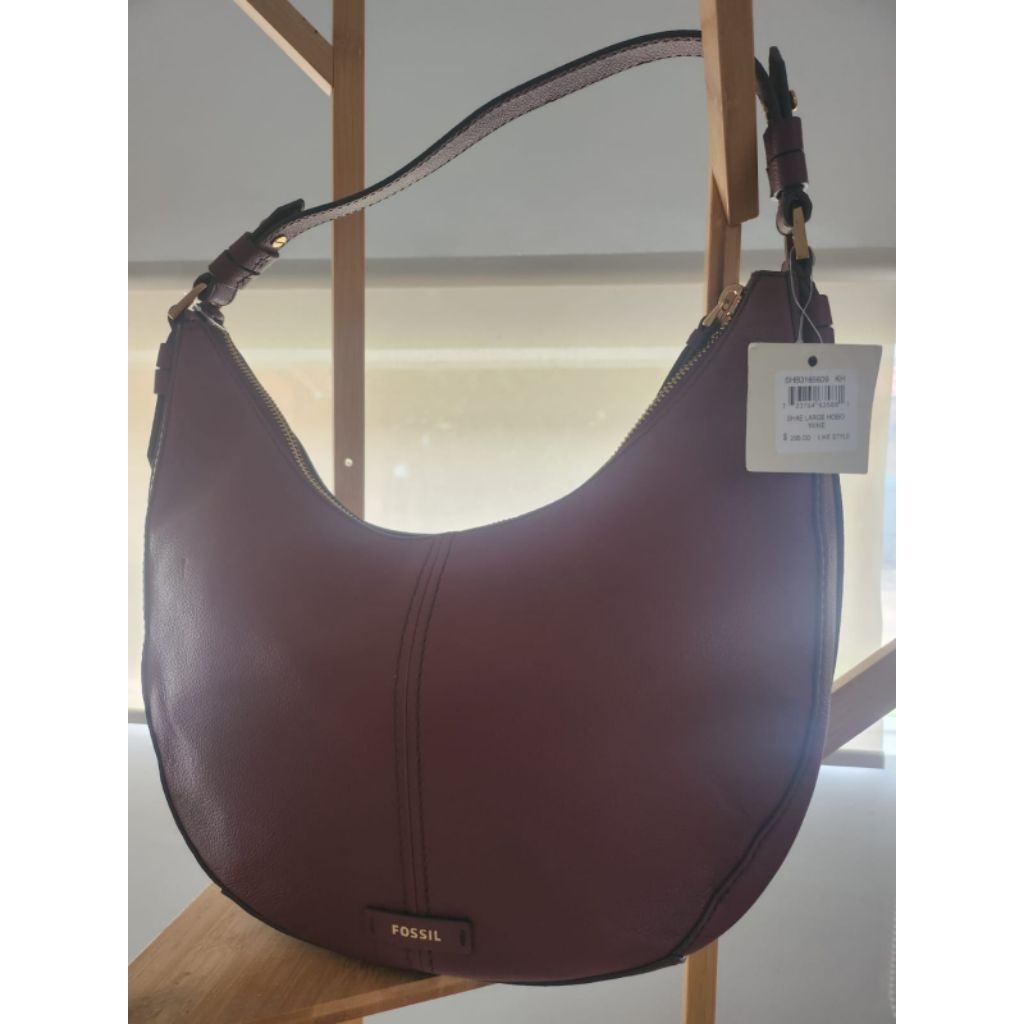 Tas preloved fossil shae hobo large merah maroon