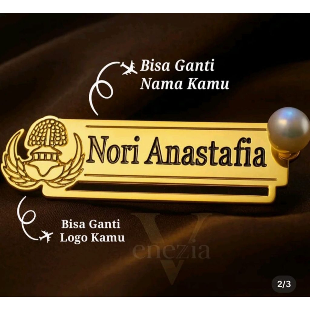 Bros Nama Custom Korpri Laser Eleghan Aksesoris Wanita